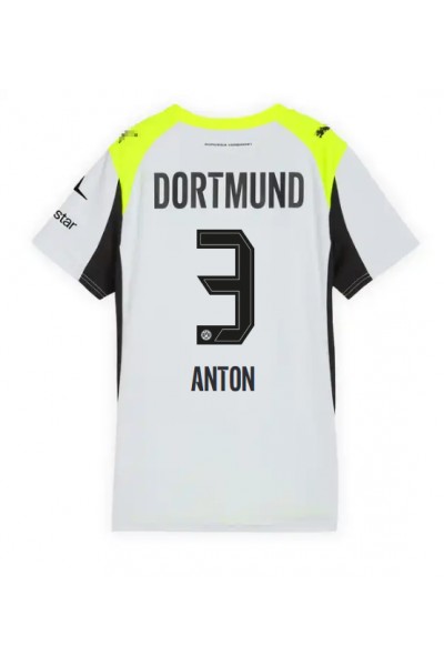 Borussia Dortmund Waldemar Anton #3 Jalkapallovaatteet Naisten Vieraspaita 2025-26 Lyhythihainen Borussia Dortmund Waldemar Anton #3 Jalkapallovaatteet Naisten Vieraspaita 2025-26 Lyhythihainen